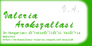 valeria arokszallasi business card